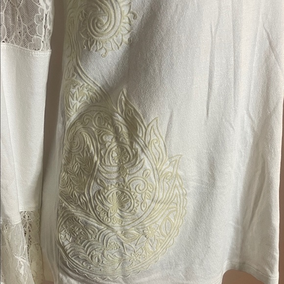Desigual White Lace Sleeve Women's Top - Picture 2 of 3